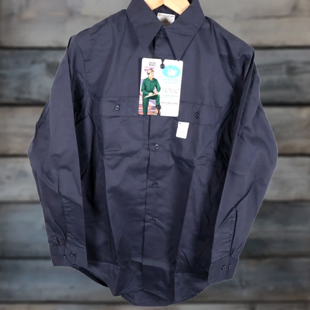 Vintage Big Mac Shirt Men M Dark Blue / Gray Twill Oxhide Unworn VTG Size US M / EU 48-50 / 2 - 1 Thumbnail