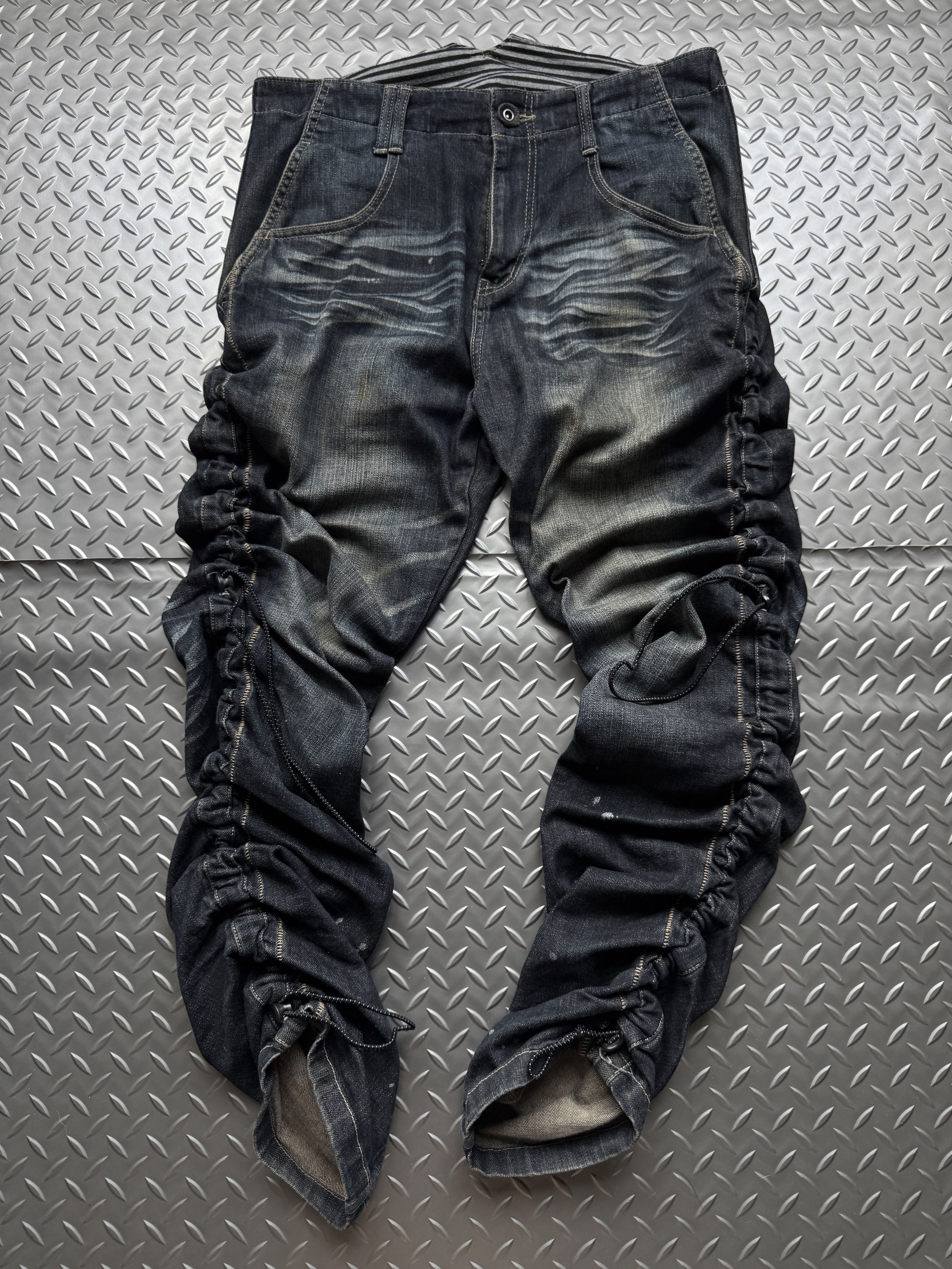 PPFM PPFM Destruct Product Ruched Biker Denim Jeans Size US 33 - 15 Thumbnail
