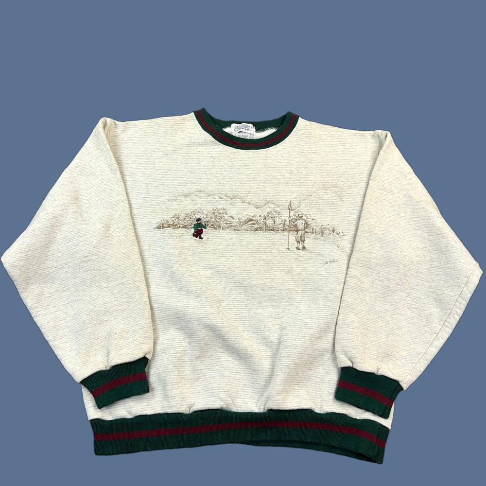 Vintage VINTAGE Membership Bounce Sweatshirt Mens Large Cream Jim Baldwin Golf Pullover Size US L / EU 52-54 / 3 - 1 Thumbnail