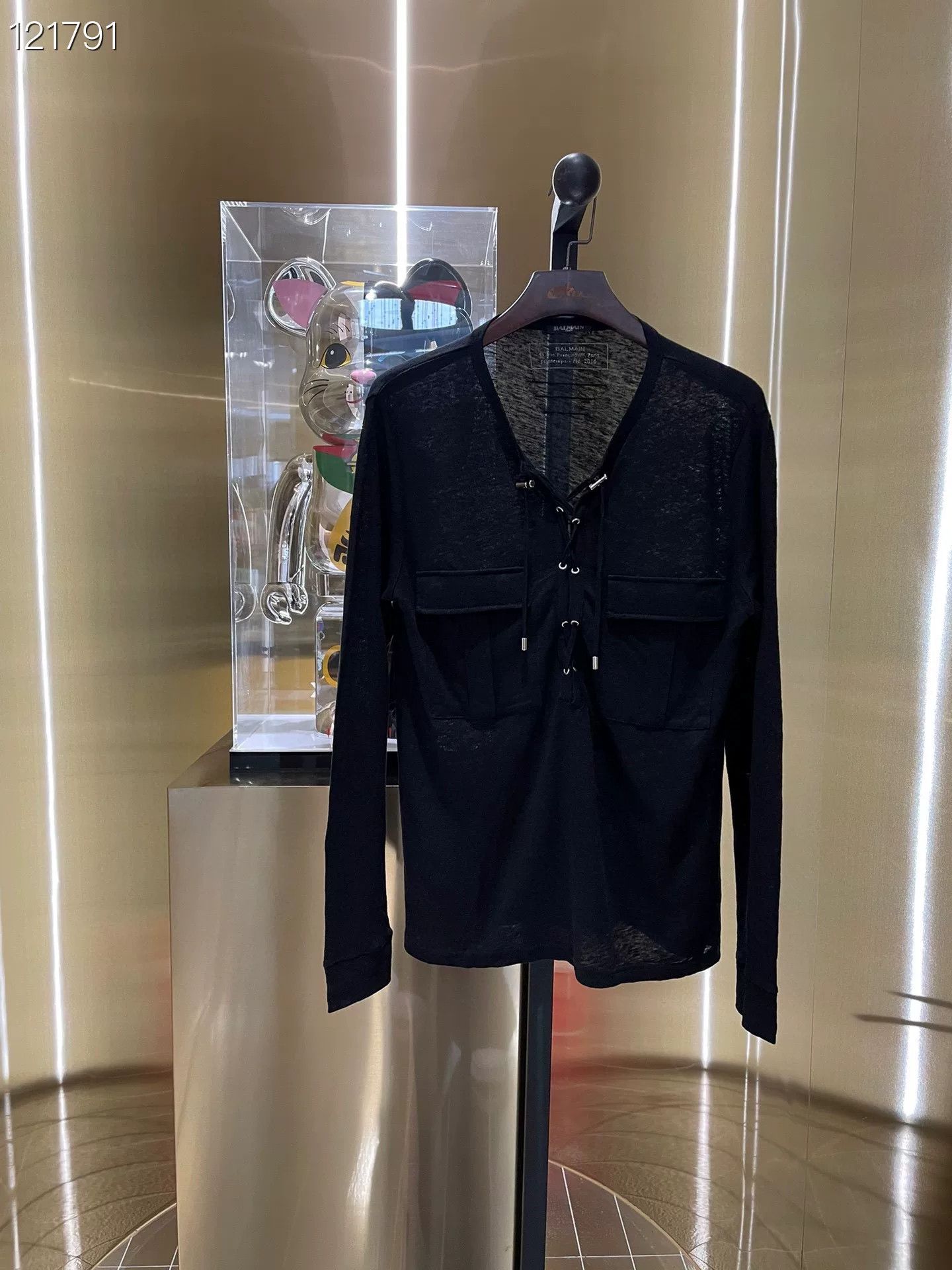 Balmain BALMAIN Black Wool Tie Long Sleeve Sweater Size US XS / EU 42 / 0 - 1 Thumbnail