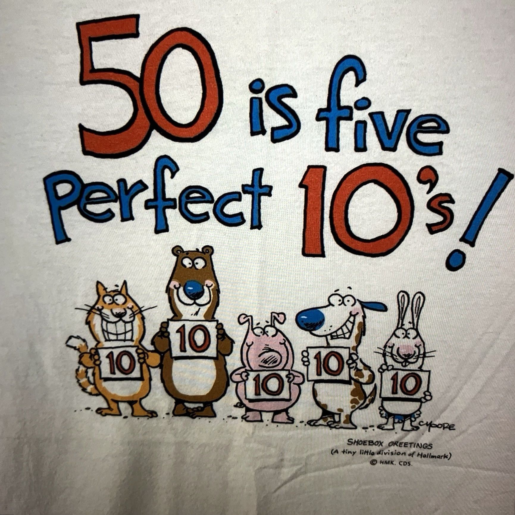 Jerzees VINTAGE JERZEES 50th Birthday T-Shirt Unisex Adults Large White Graphic Print 90s Funny Size US L / EU 52-54 / 3 - 3 Thumbnail