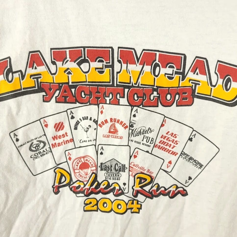 Gildan VINTAGE Lake Mead Yacht Club T Shirt Mens Size L Y2K 2004 Poker Run Callville Bay Marina White Cotton Gildan Short Sleeve Crew Neck 90s Sailing Size US L / EU 52-54 / 3 - 5 Thumbnail