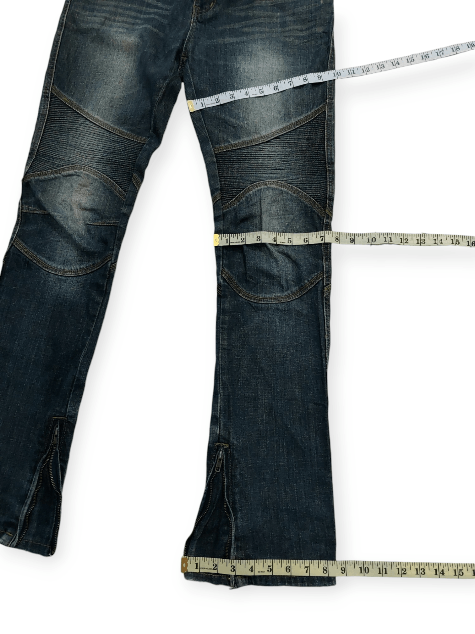 Vintage 🔥 Longli Zipped Flare Punk Biker Denim Size US 33 - 21 Thumbnail