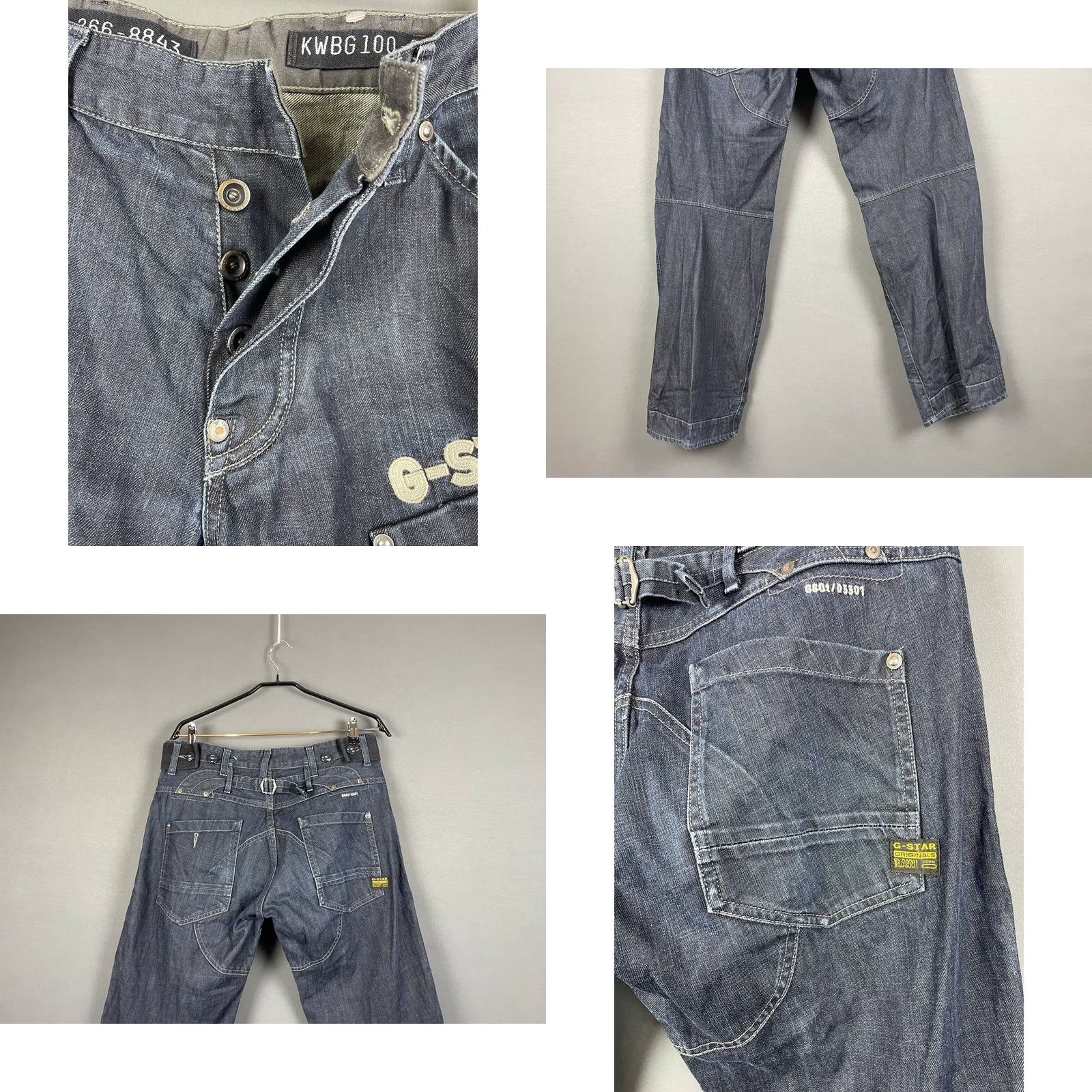 G-Star G-Star Jeans Main Street Mens Cargo Denim Cotton Straight Leg Blue 41in Waist 32in Inseam Belt Loop Regular Fit 33 Medium Wash Vintage No Size US 33 - 9 Thumbnail