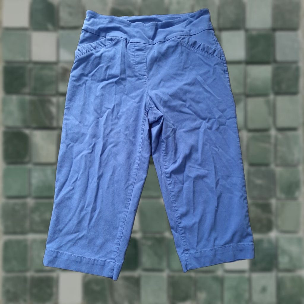 Vintage Alia Womens Pants Size 10P Blue Pants Women Petite Classic Comfort Casual Workwear 10P Blue Size 32" / US 10 / IT 46 - 1 Thumbnail