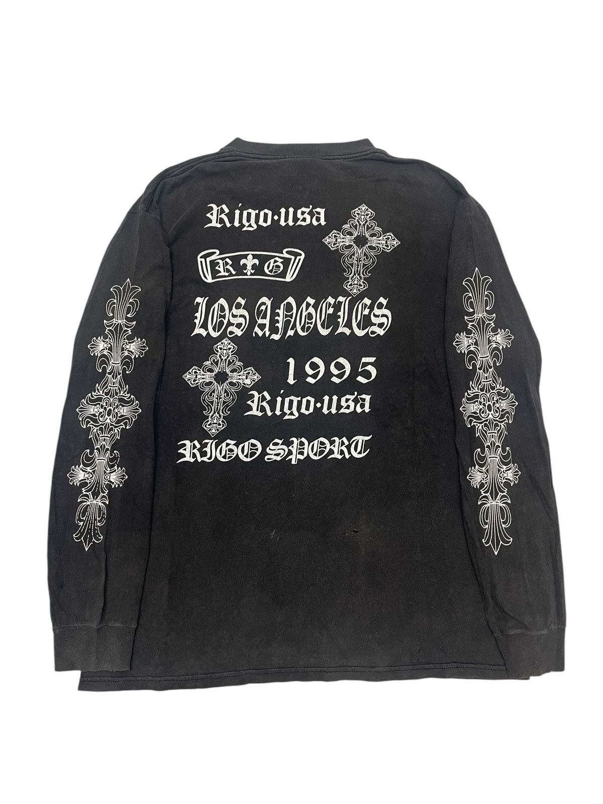 Vintage Vintage 1995 Los Angeles RIGO USA Distressed Longsleeve Tee Size US XL / EU 56 / 4 - 1 Thumbnail