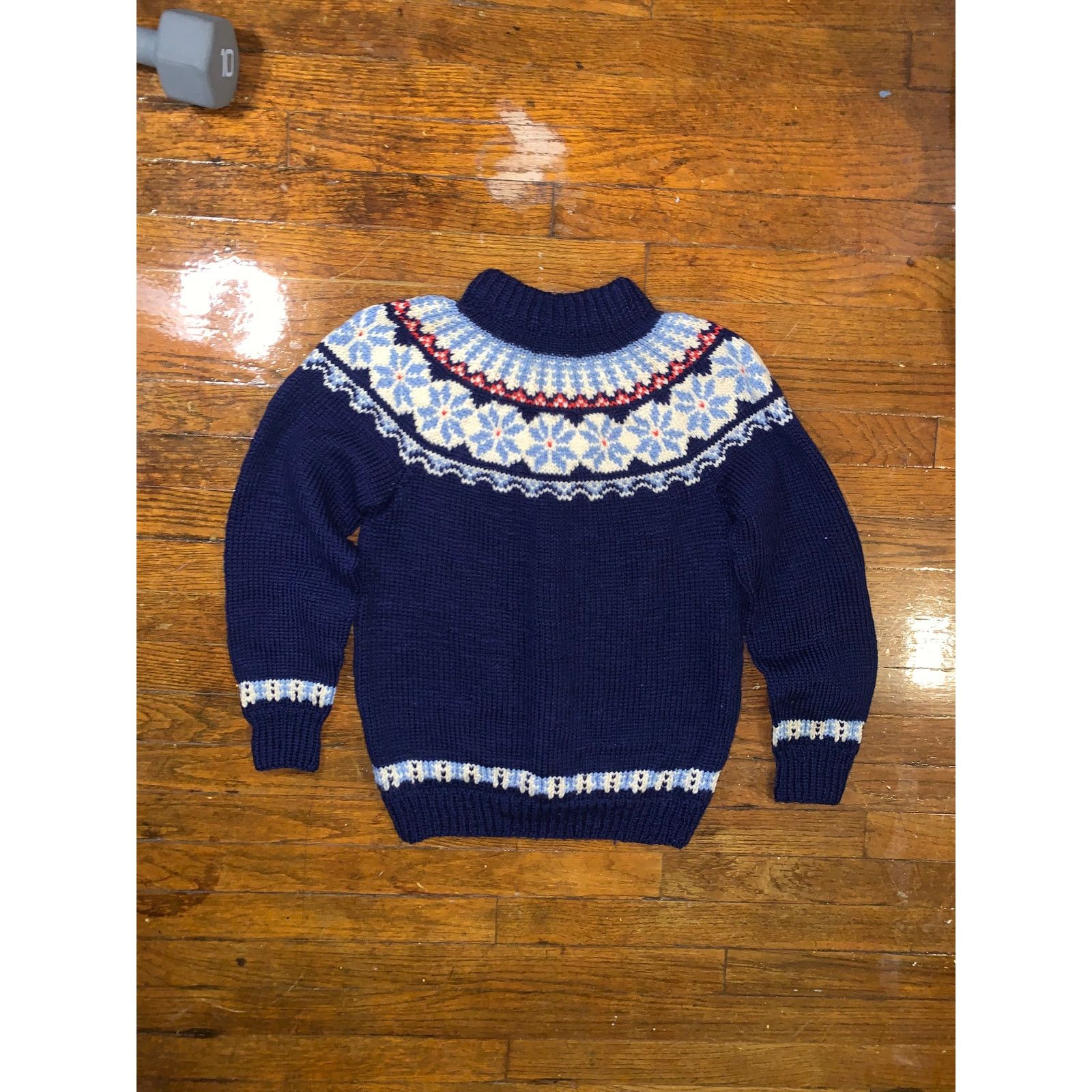 Other × Vintage Vintage Nordic Fair Isle Wool Cardigan Navy Yoke Sweater S Size S / US 4 / IT 40 - 4 Thumbnail
