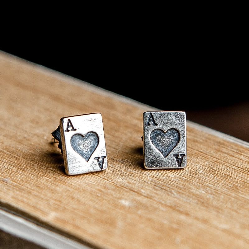 Jewelry Poker Retro Earrings One Pairs Chrome Jewelry Size ONE SIZE - 1 Thumbnail