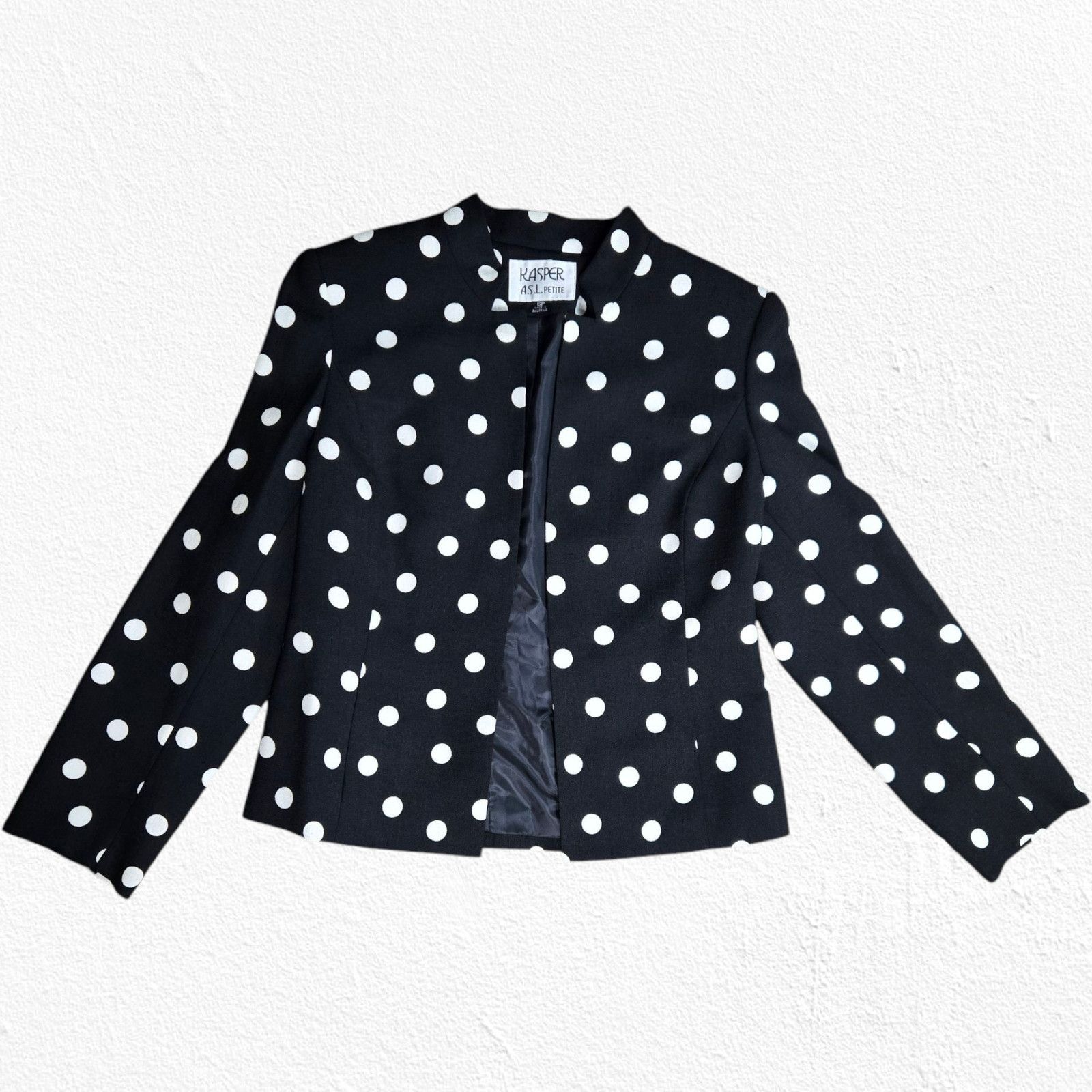 Vintage Vintage Black White Polka Dot Retro Blazer Size 6P Size M / US 6-8 / IT 42-44 - 2 Thumbnail
