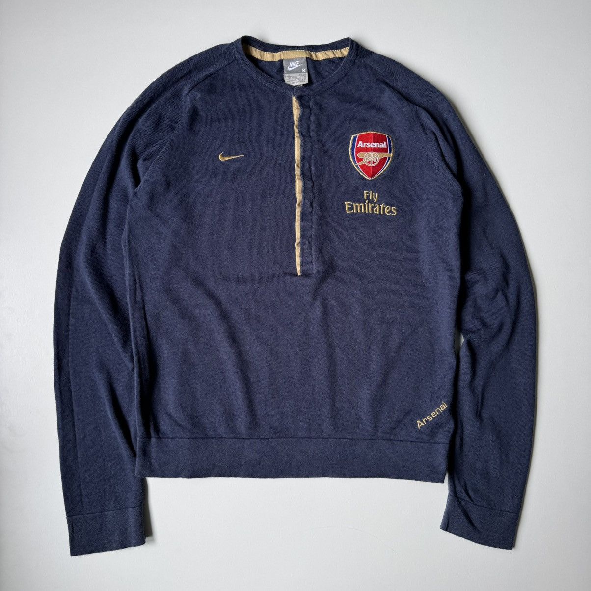 Nike × Vintage Y2K Arsenal London Longsleeve Knit Polo Style Nike Blokecore Size US S / EU 44-46 / 1 - 4 Thumbnail