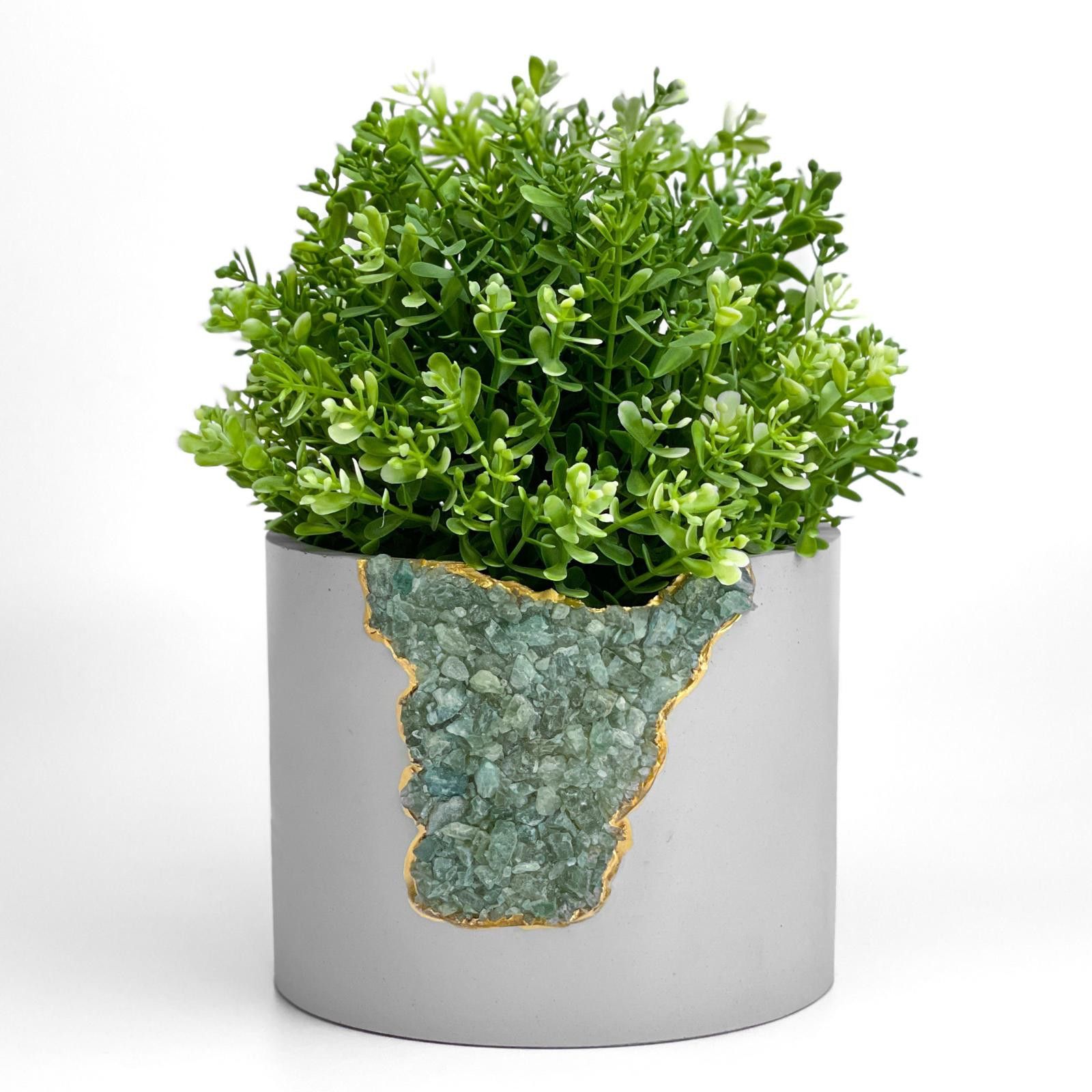Other Green Apatite Crystal Planter Pot, Cement Geode Vase Gift Size ONE SIZE - 2 Thumbnail