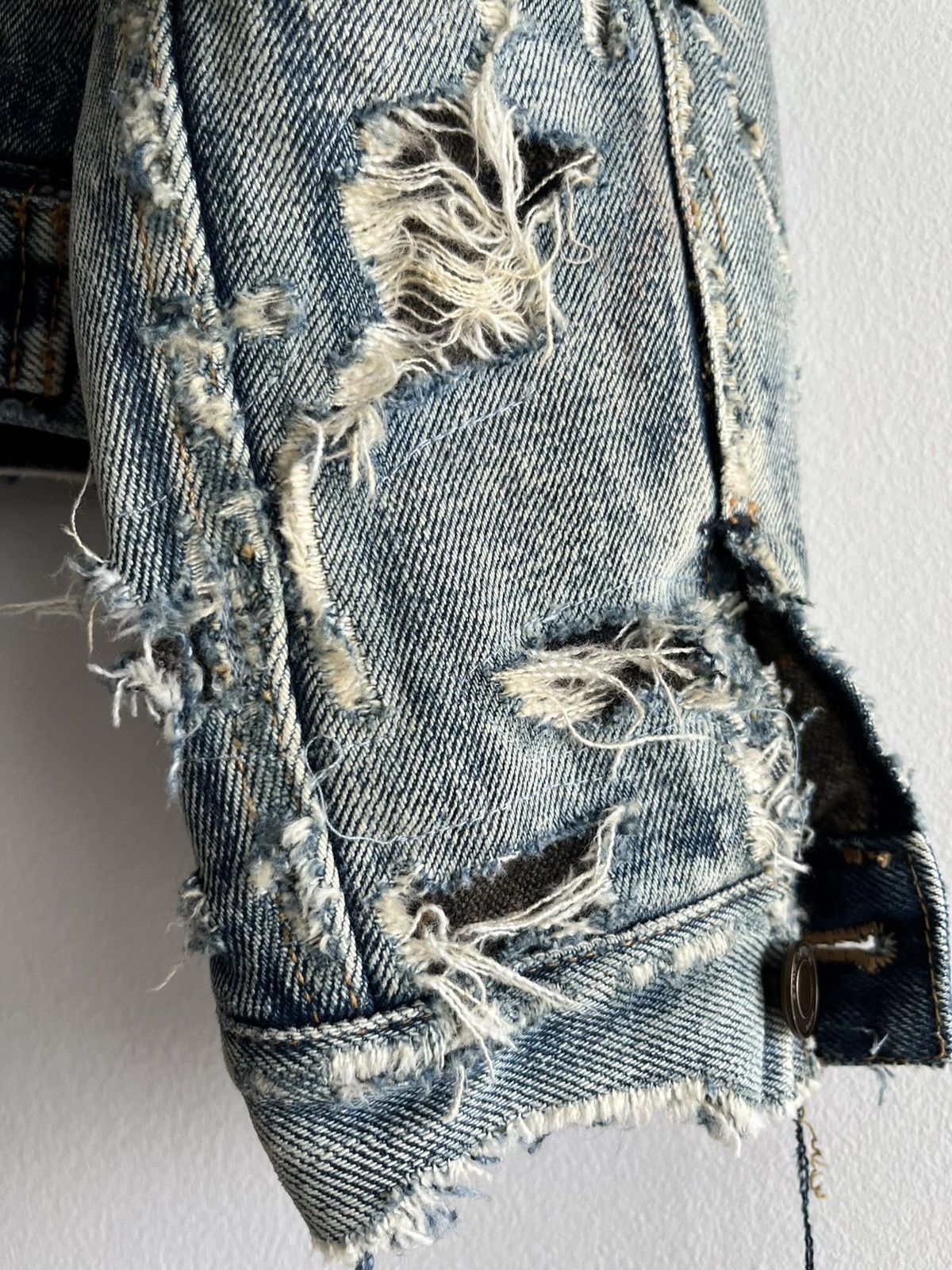Saint Laurent Paris Saint Laurent Rare Runway Trash Denim Jacket Size US L / EU 52-54 / 3 - 11 Thumbnail