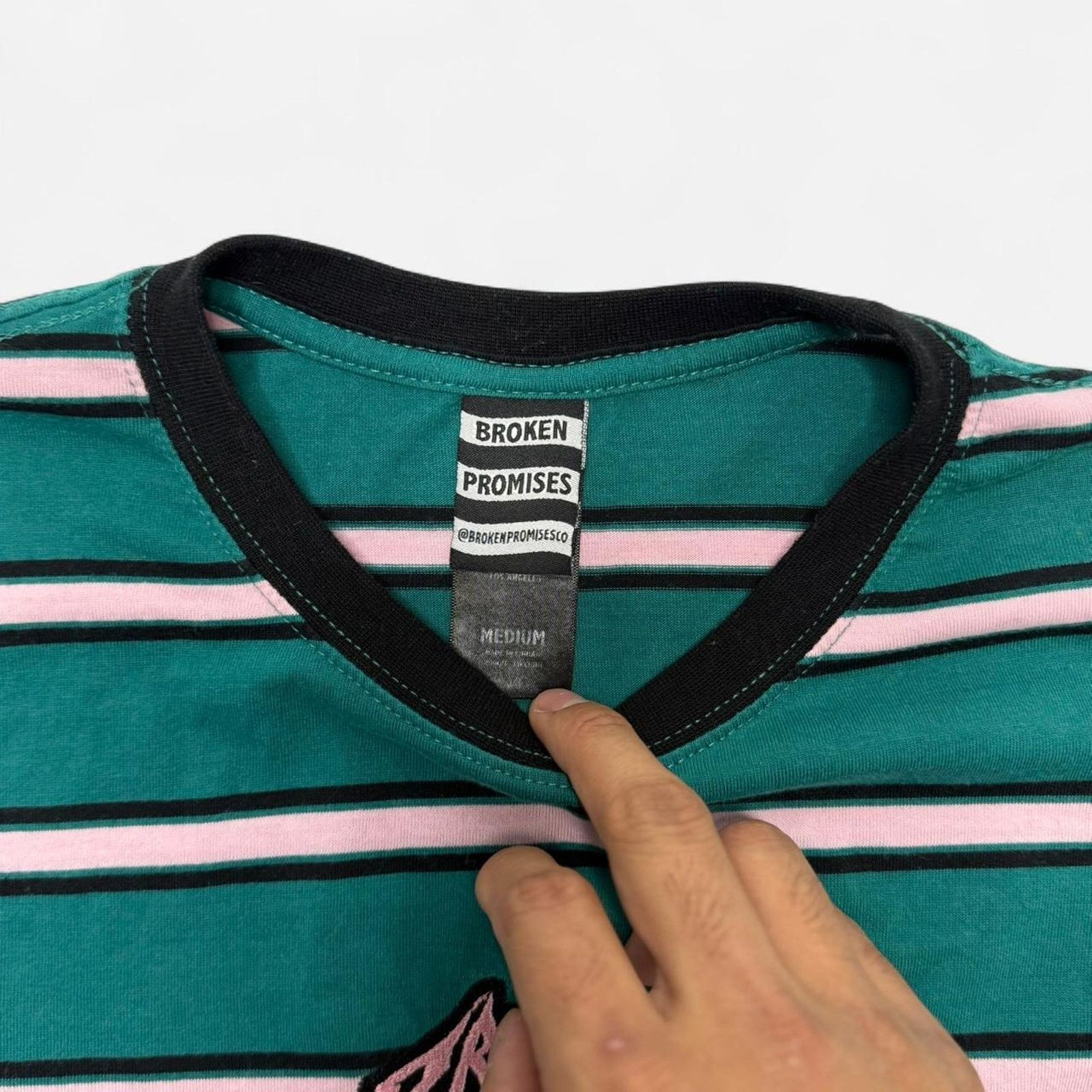 Broken Promises Co. Broken Promises GreenPink Striped Long Sleeve Graphic Size M Size US M / EU 48-50 / 2 - 4 Thumbnail