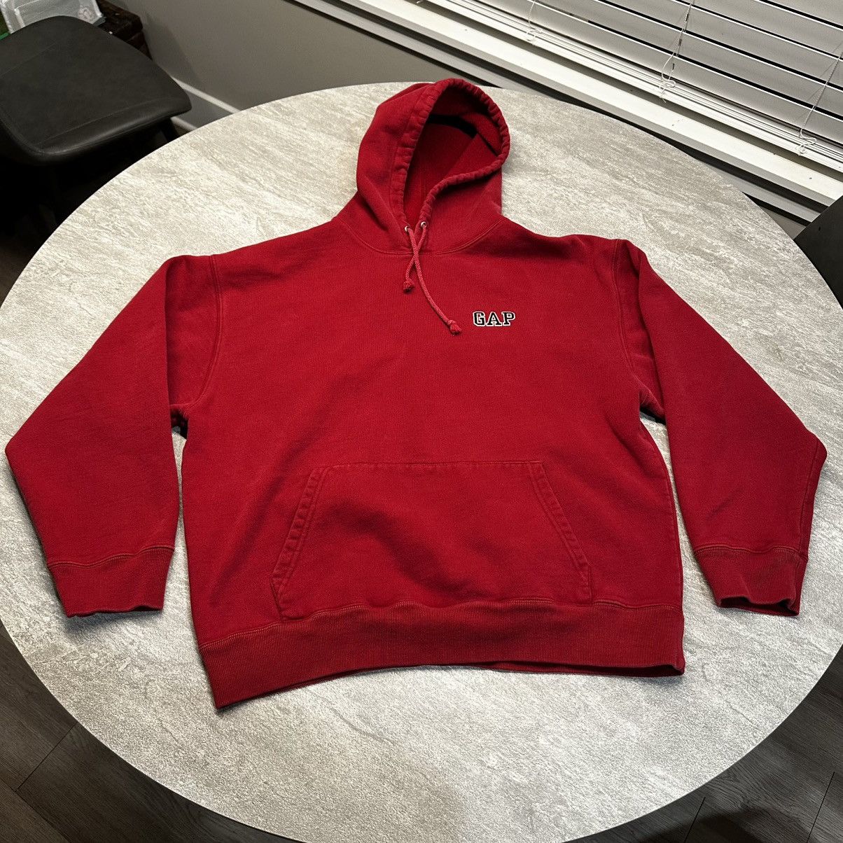 Gap × Vintage Vintage Y2K Gap Heavyweight Hoodie Spellout Sweatshirt Red Size US M / EU 48-50 / 2 - 1 Thumbnail