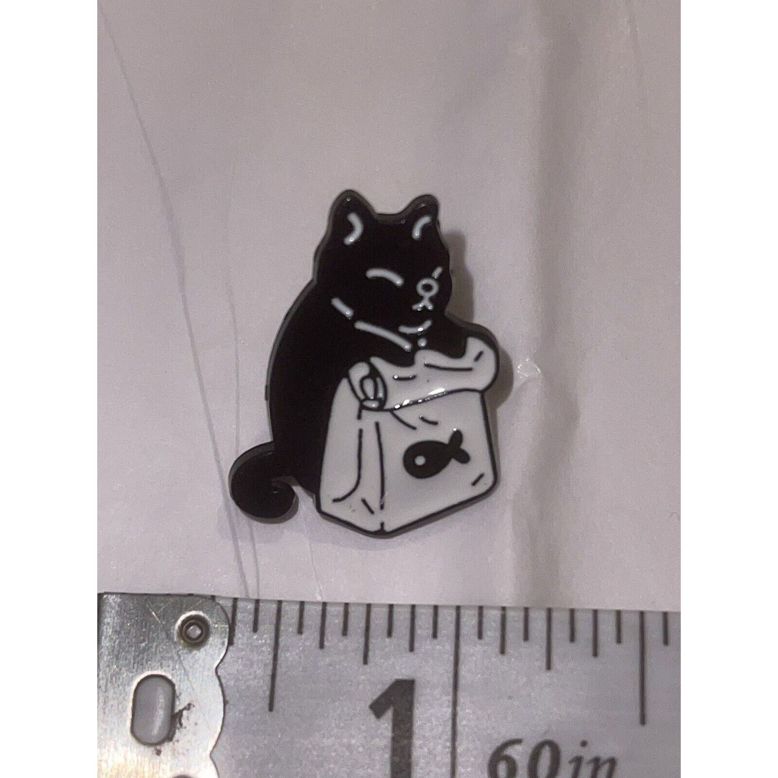 Other Black Cat With Fish In Bag Pin Brooch Size ONE SIZE - 1 Preview