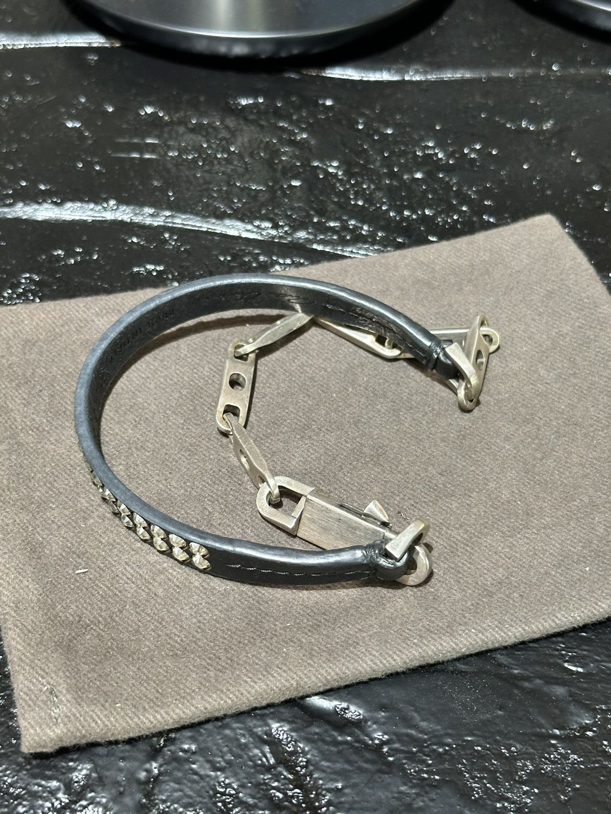 Rick Owens Rick Owens Rhinestone Leather Choker Chain Size ONE SIZE - 2 Thumbnail