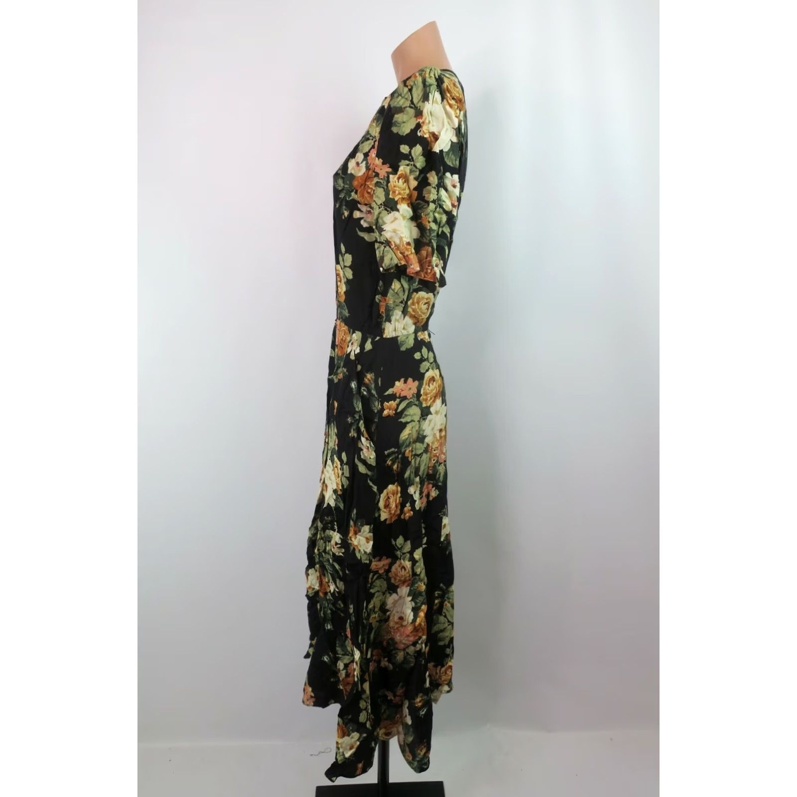 Vintage VINTAGE Ed Michaels Sundress Shirt? Maxi Flare Rayon Floral Black Sleeveless 7/8 1990s Womens Girls? Size M / US 6-8 / IT 42-44 - 6 Thumbnail