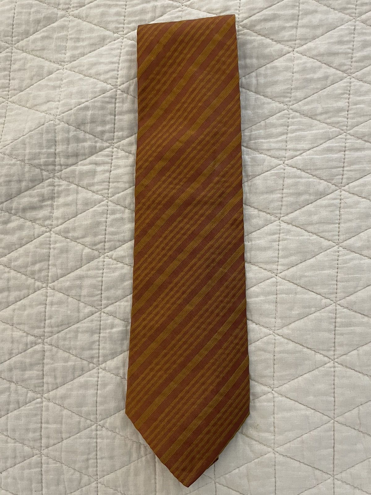 Calvin Klein Collection Seersucker Stripe Silk Tie Size ONE SIZE - 4 Thumbnail