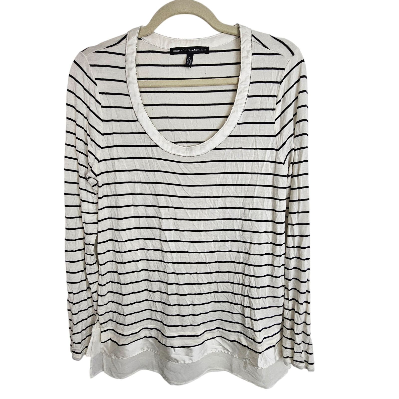 White House Black Market White House Black Market Womens Striped T-Shirt Sz S Classic Size S / US 4 / IT 40 - 1 Thumbnail