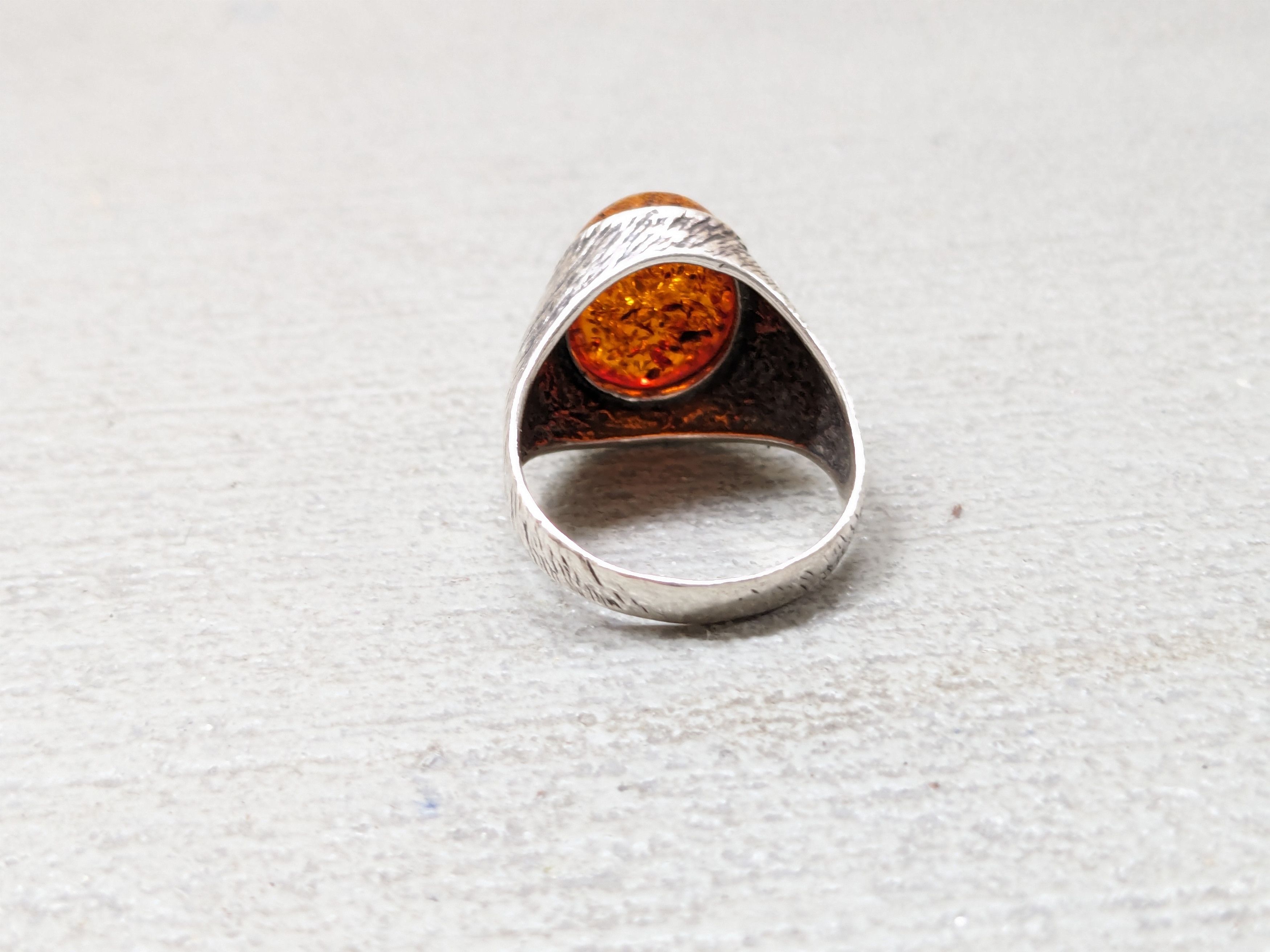 Other Vintage Sterling Silver Ring Amber Size 8.5 Minimalist Oval Size ONE SIZE - 6 Thumbnail