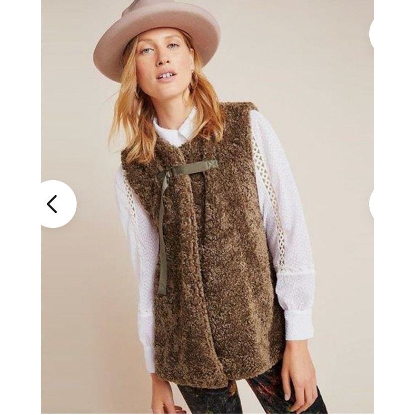 Anthropologie Akemi Kin Women ALONNA Teddy Plush Vest Jacket