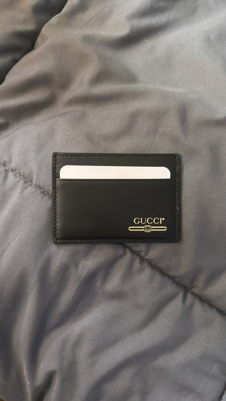image of Gucci Leather Card Holder - !! in Black, Men's