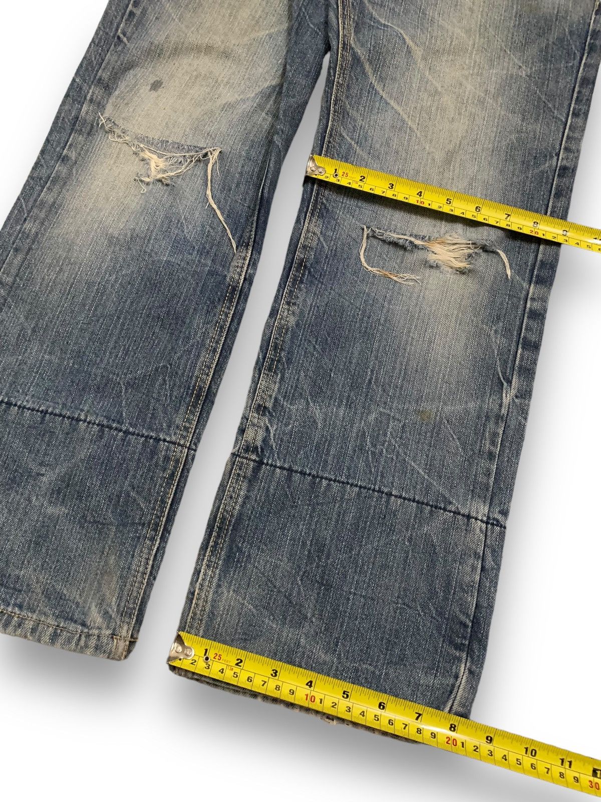 14th Addiction Vintage Japanese Brand Double Waist Mud Wash Distress Jeans Size US 32 / EU 48 - 16 Thumbnail