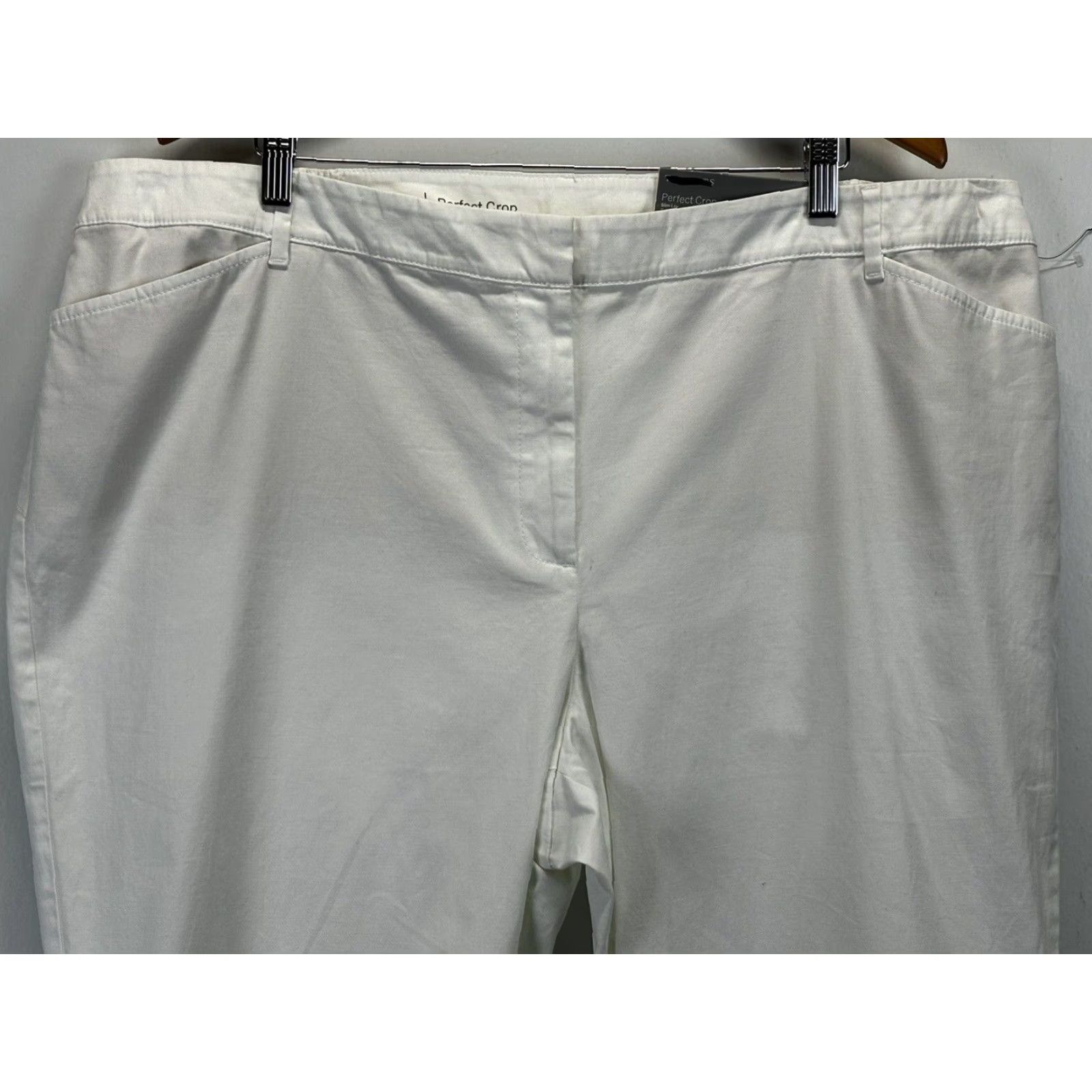 Talbots Talbots Perfect Crop Chino Pants 22W Plus White Slim Ankle Button Womens Size 40" / US 18 - 2 Thumbnail