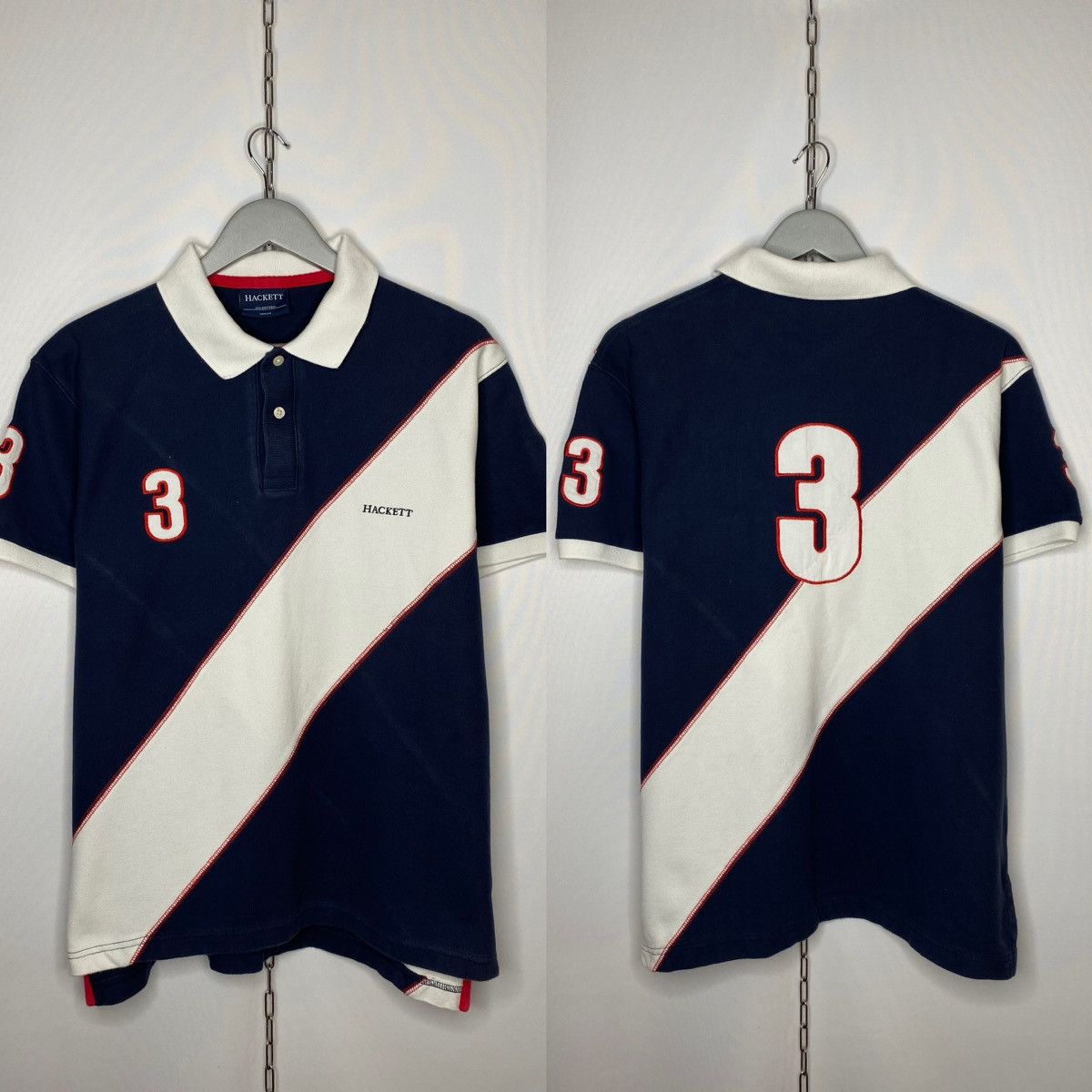 Vintage Hackett London #3 Polo Shirt Short Sleeve Big Logo Menswear