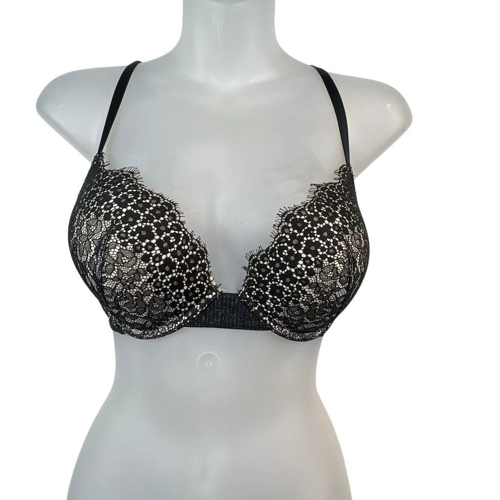 Victoria's Secret Victoria’s Secret Black Lace Push-Up Bra 32D D70 Size ONE SIZE - 1 Thumbnail