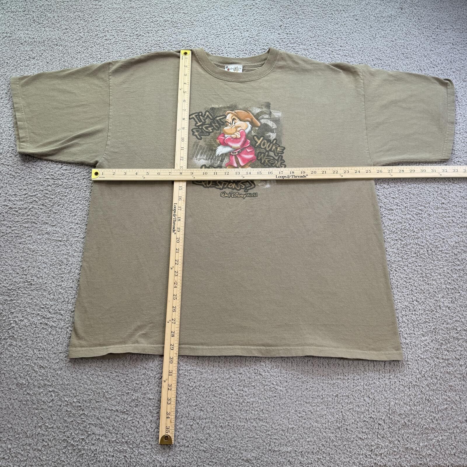 Disney Vintage Walt Disney World Grumpy T Shirt XXL Brown Y2K Tee Size US XXL / EU 58 / 5 - 3 Thumbnail