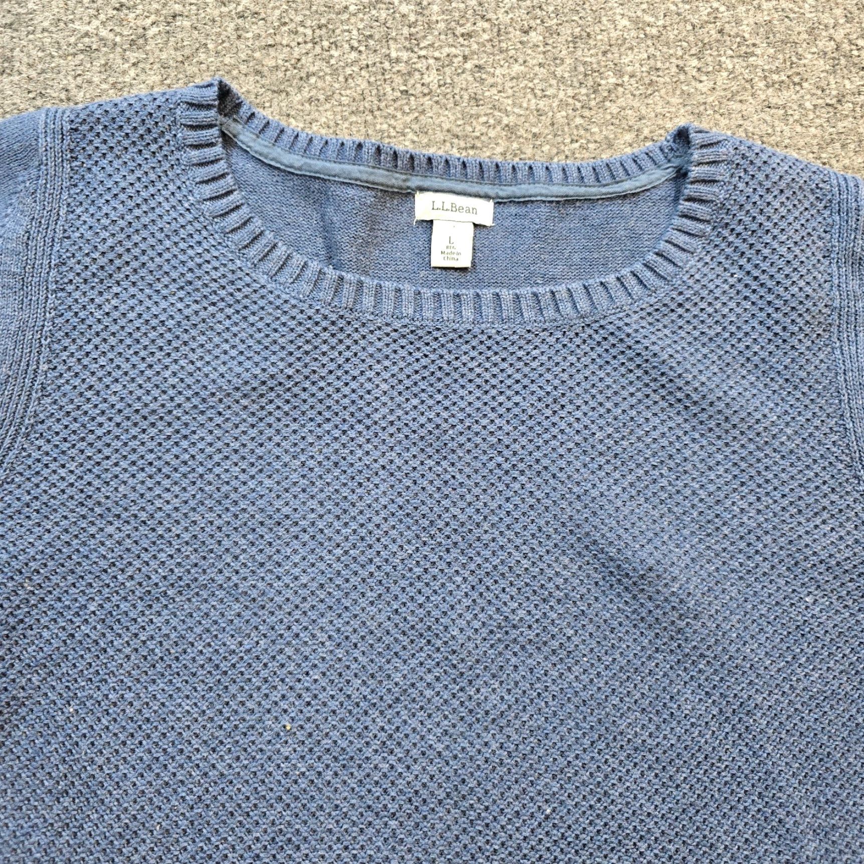 Vintage LL Bean Sweater Womens Large Blue Waffle-Knit Long Sleeve Pullover Casual Capsule Size L / US 10 / IT 46 - 2 Thumbnail