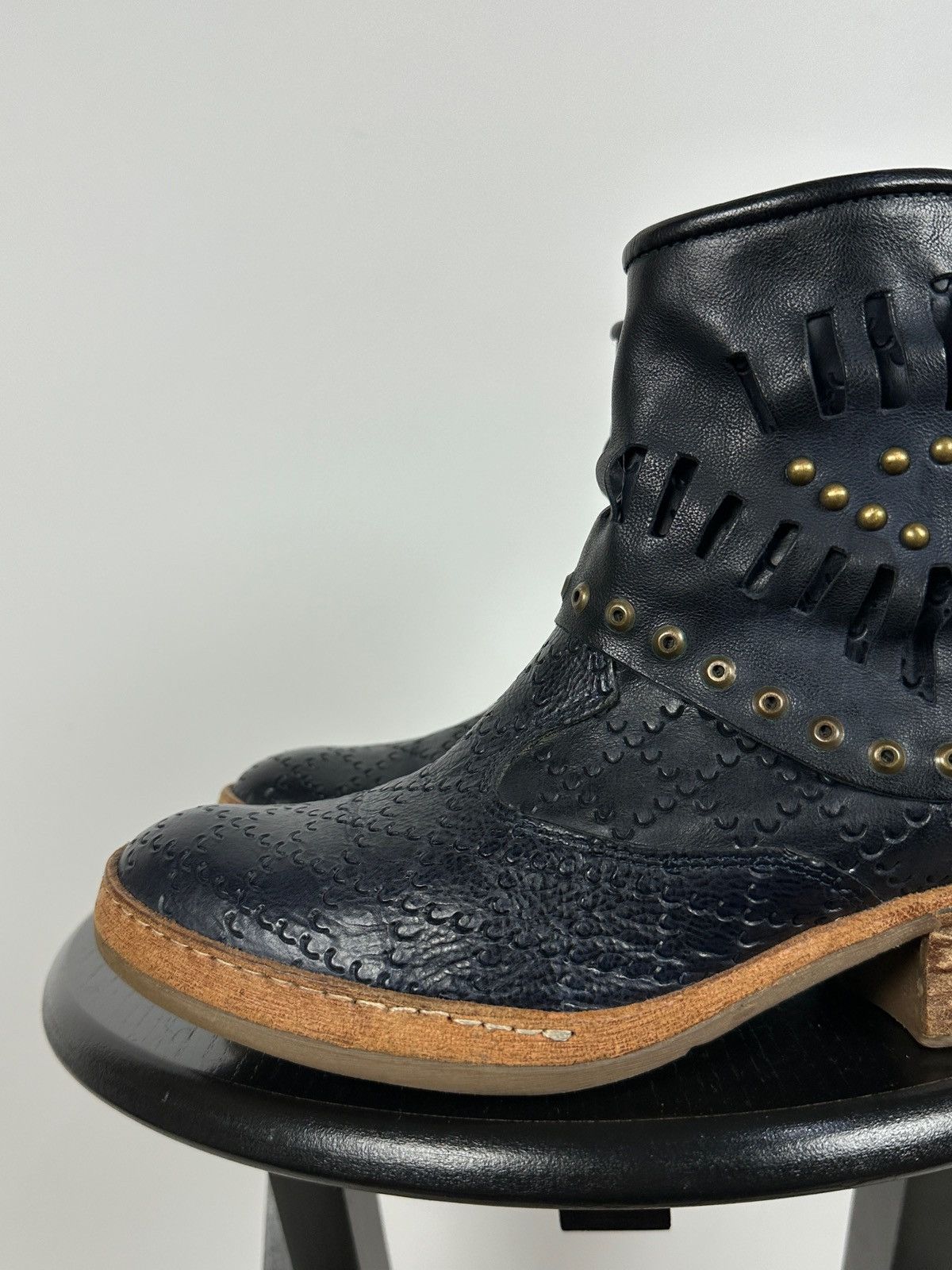A.S.98 A.S.98. Airstep Leather Ankle Biker Studded Boots Size US 8 / IT 38 - 13 Thumbnail