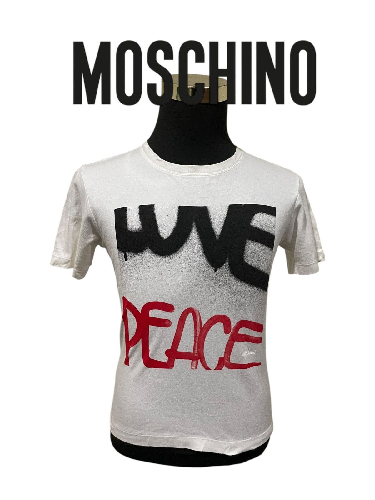Moschino VTG Moshino AW2008 Bonds With Designers LOVE PEACE Sz S Tee Size S / US 4 / IT 40 - 1 Thumbnail