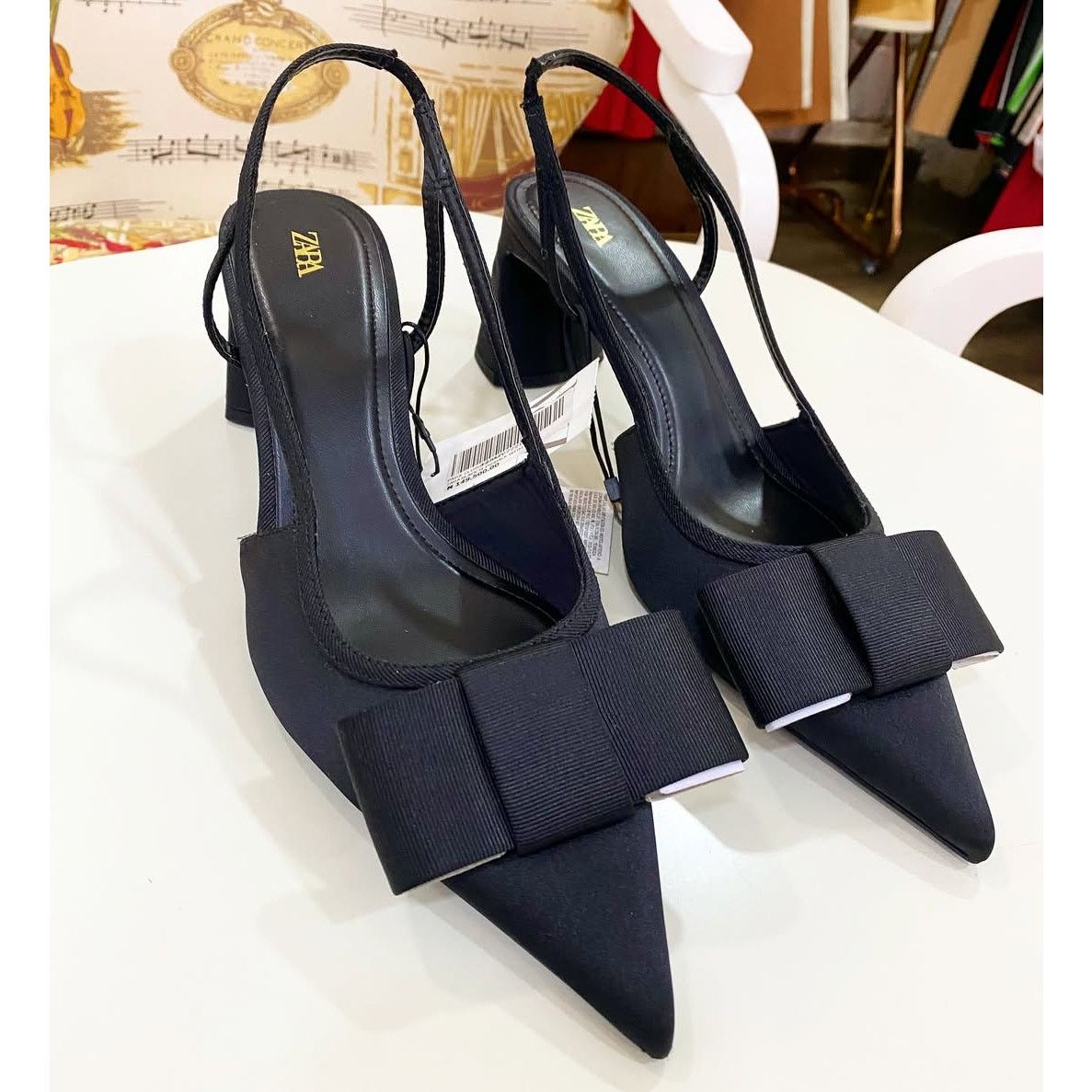 Zara ZARA Black Slingback Heels NWT Size US 8 / IT 38 - 16 Thumbnail