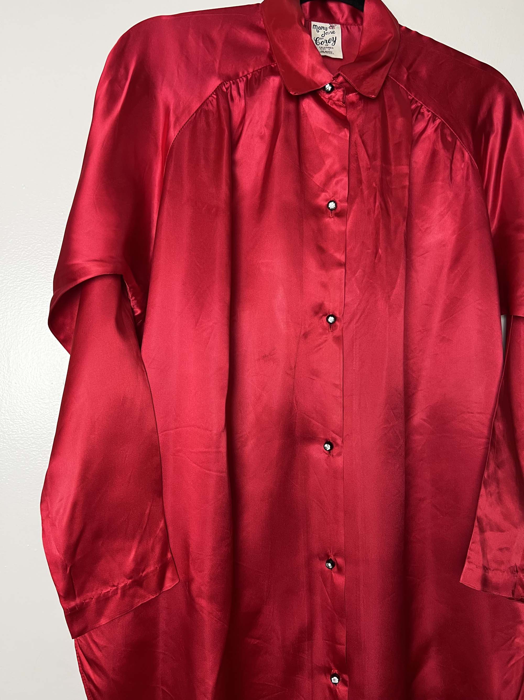 Vintage Vintage 1970's Red Mary Jane by Corey of CA, USA Shirt Dress Size S / US 4 / IT 40 - 6 Thumbnail