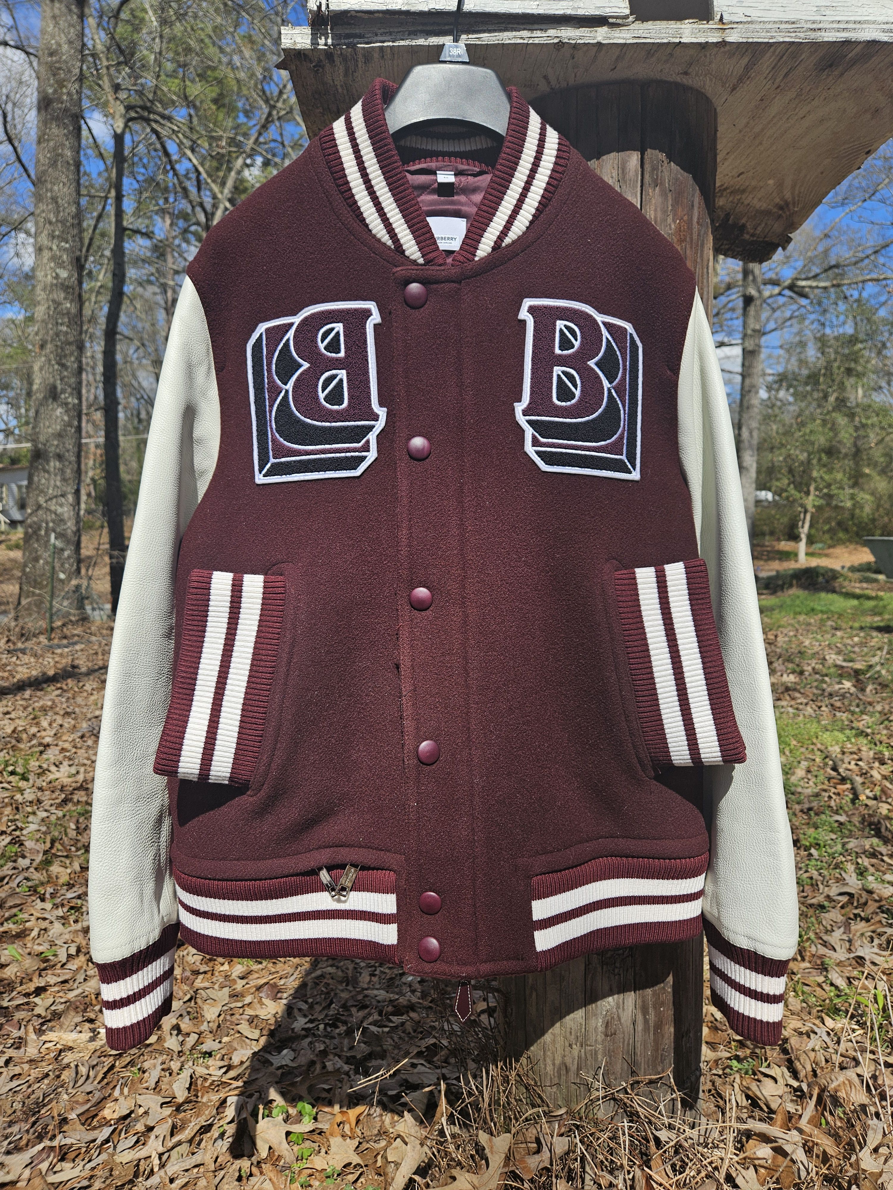 Burberry Burberry Maroon Leather Teddy Bomber Jacket Size US M / EU 48-50 / 2 - 1 Thumbnail