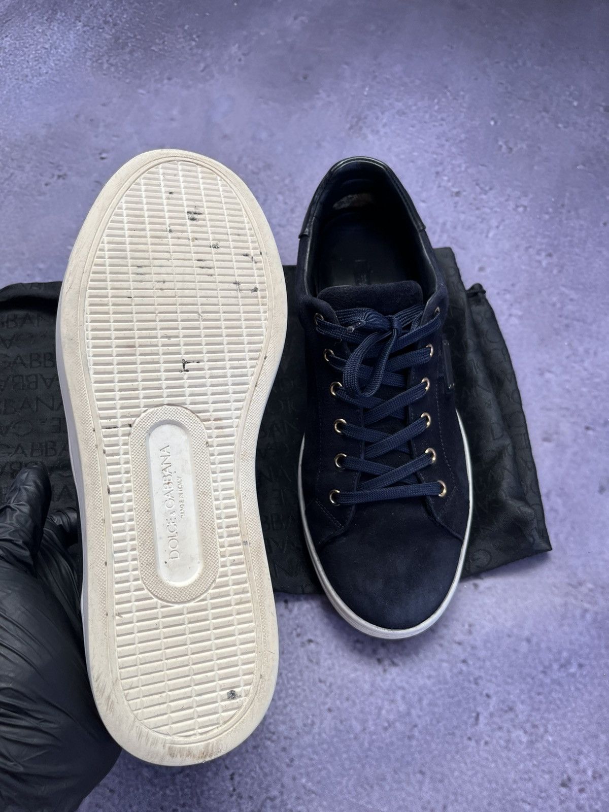 Dolce & Gabbana Low-Top Sneaker Navy Blue Suede Size US 8.5 / EU 41-42 - 11 Thumbnail
