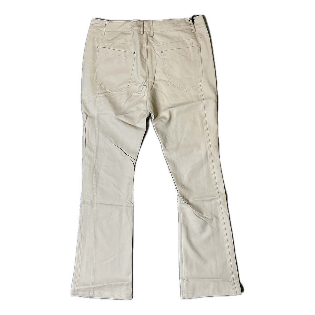 White Leather Flare Pant Jeans