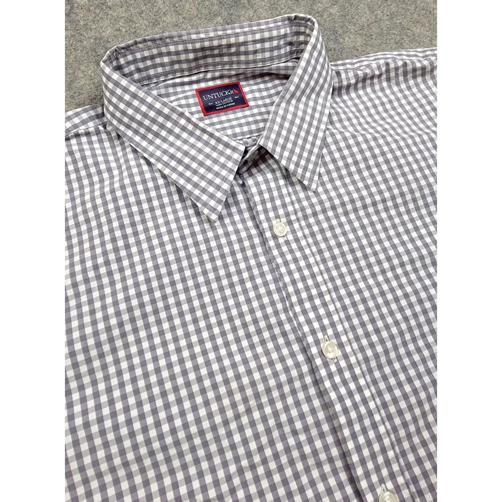 UNTUCKit UNTUCKit Shirt Mens 2XL Purple White Gingham Long Sleeve Button Down 100% Cotton Size US XXL / EU 58 / 5 - 3 Thumbnail