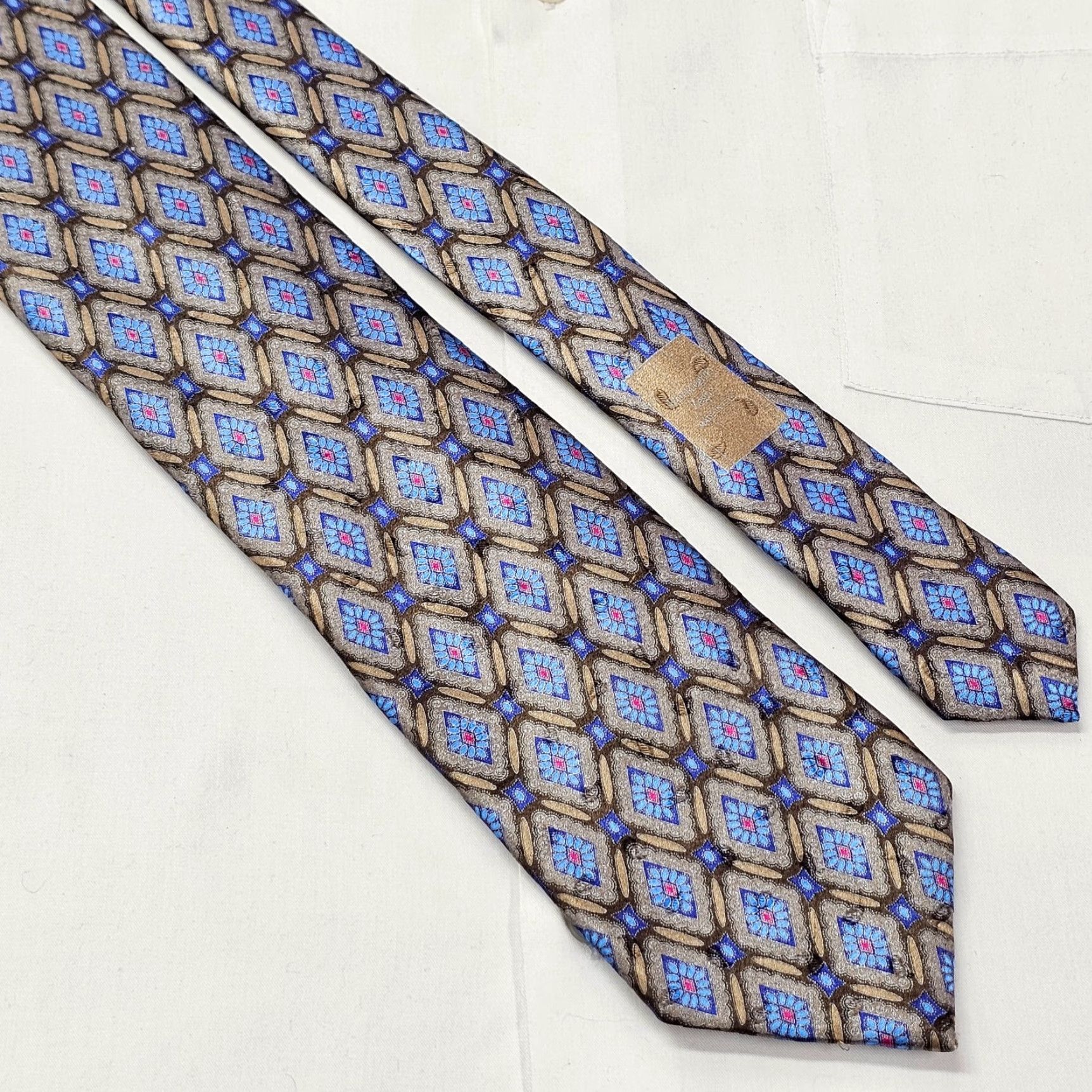 Ermenegildo Zegna ERMEENEGILDO ZEGNA Luxury Tie Men's Long 62" Silk Blue Geometric Designer Preppy Mens Size ONE SIZE - 2 Thumbnail