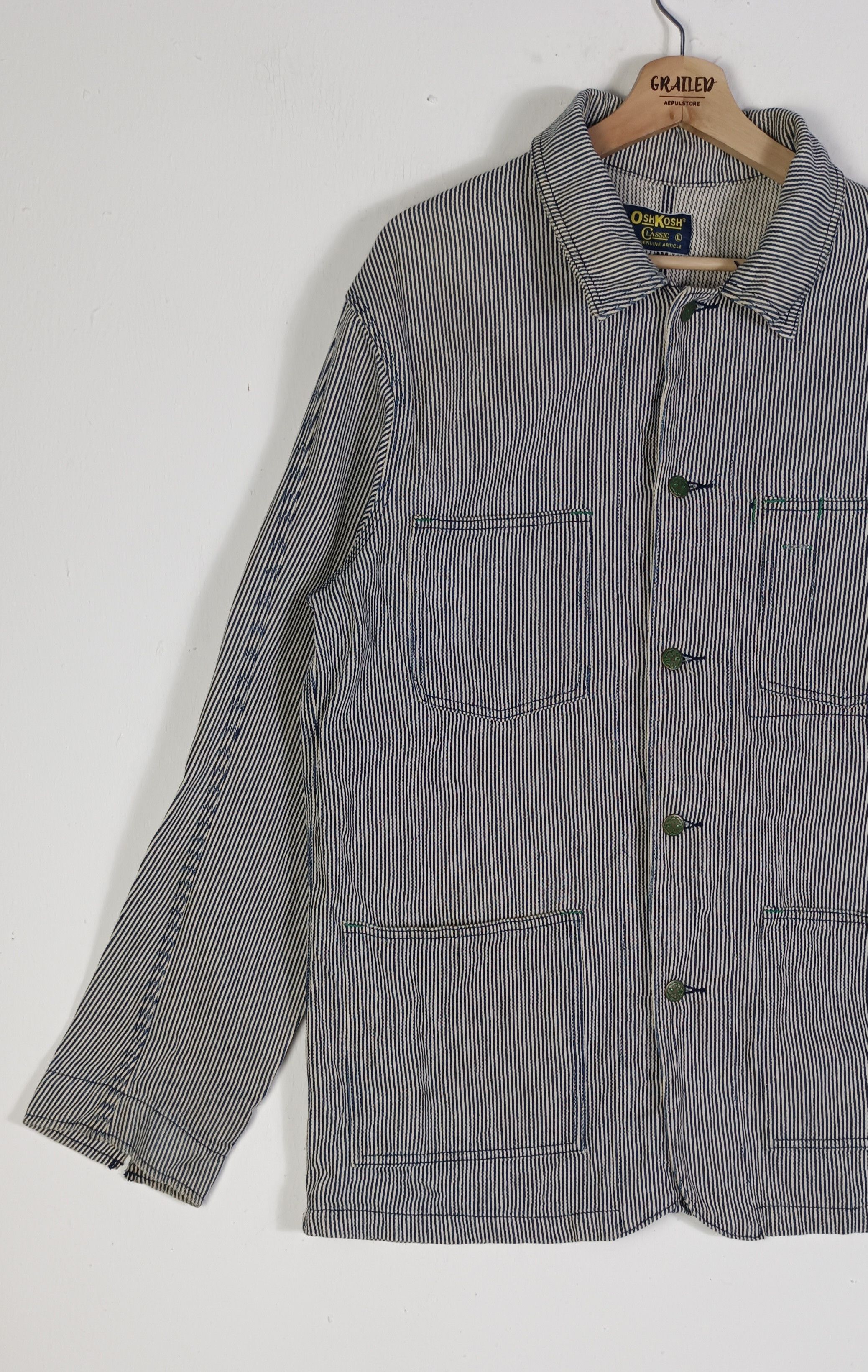 Oshkosh 💥Rare💥Oshkosh Classic Vintage Hickory Workers Chore Jacket Size US L / EU 52-54 / 3 - 3 Thumbnail