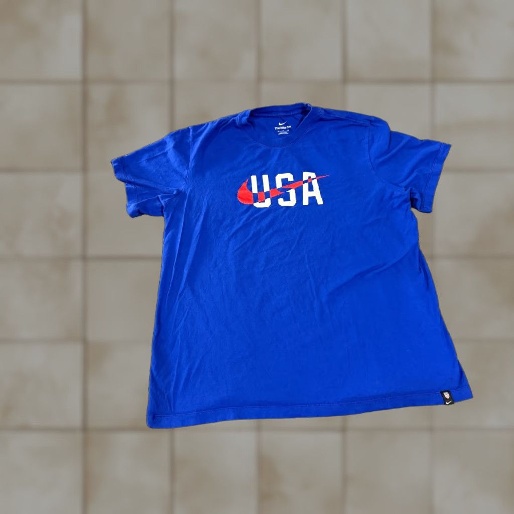 Nike Nike T Shirt Mens XL Blue USA Olympics Swoosh Athletic Graphic Crew Neck Short Sleeve Nike Dri-Fit Regular Fit Cotton Jersey Logo Size US XL / EU 56 / 4 - 1 Thumbnail