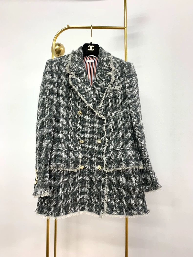 Thom Browne Thom Browne Wool tweed ruffled jacket Size S / US 4 / IT 40 - 1 Thumbnail