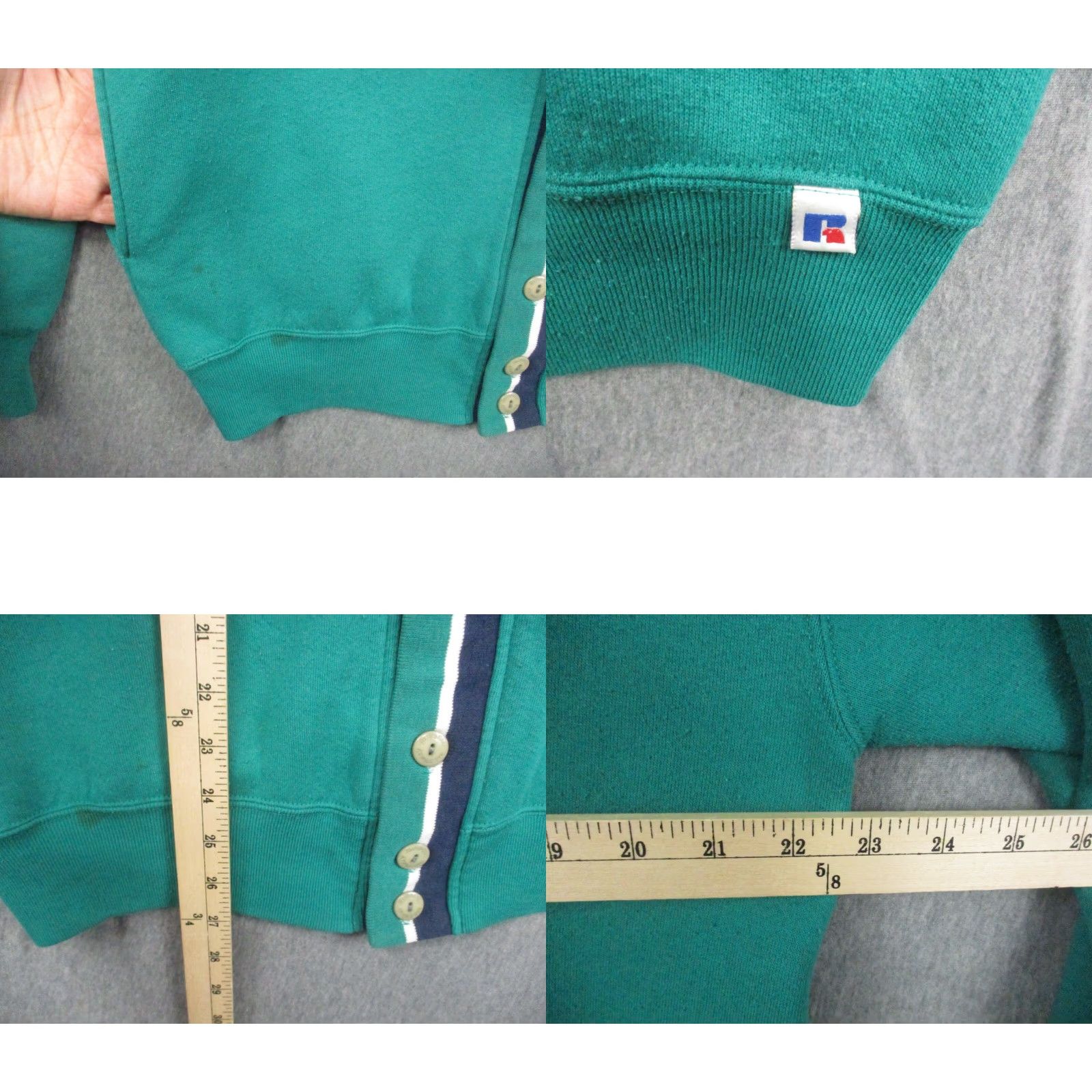 Russell Athletic VINTAGE Russell Athletic Large Green 1990s Made in USA Blank Cardigan Mens L Green 1990s Cardigan Russell Athletic Blank Cardigan Size US L / EU 52-54 / 3 - 8 Thumbnail