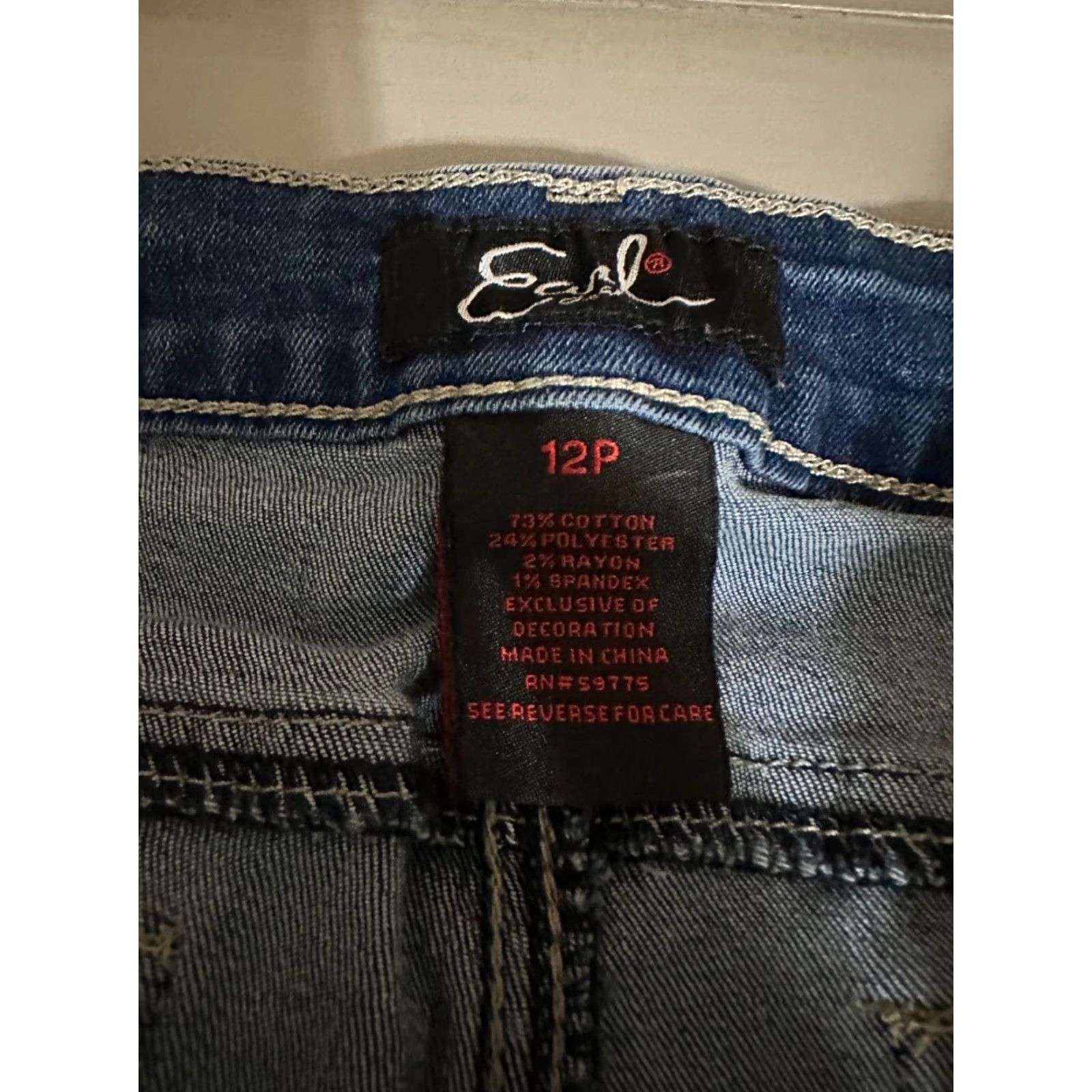 Vintage Earl Jeans Skinny Jeans Two Tone Detail Blue Denim Size 12P Petites Women Size 34" / US 12 / IT 48 - 5 Thumbnail
