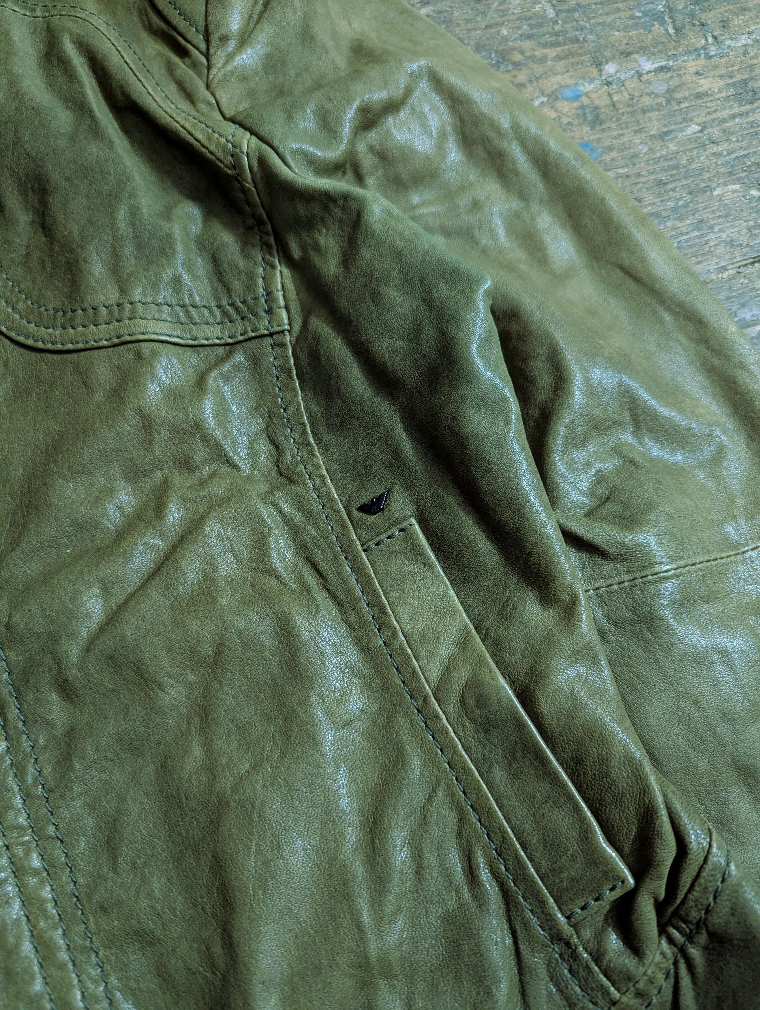 Armani 00s Armani Jeans Details Stitching Leather Jacket Size S / US 4 / IT 40 - 4 Thumbnail