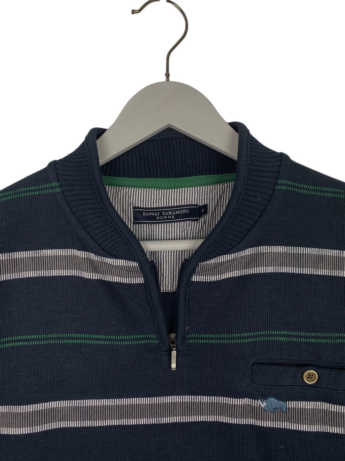 Kansai Yamamoto × Vintage Vintage Kansai Yamamoto Quater Zip Sweatshirt Navy Blue Size US M / EU 48-50 / 2 - 5 Thumbnail