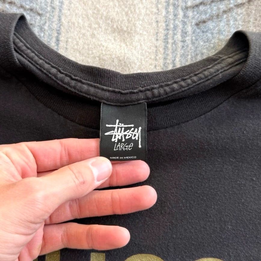 Vintage VINTAGE Stussy T-Shirt Men L Black Gold N4 S Link Streetwear Skater Y2K Mens Short Sleeve Regular Pattern Solid Vintage Size US L / EU 52-54 / 3 - 2 Thumbnail