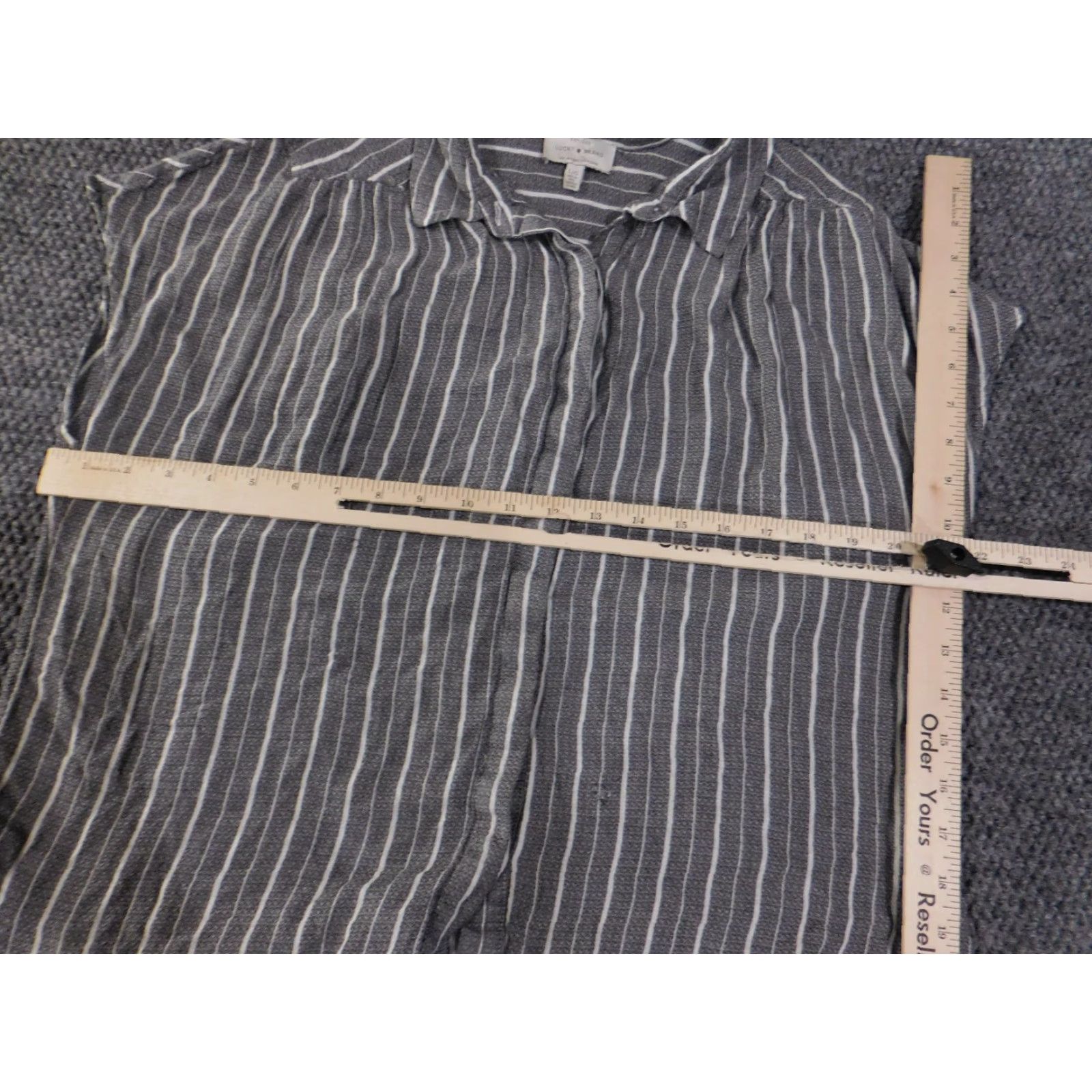 Lucky Brand Lucky Brand Blouse Womens L Gray Striped Casual Button Front Sleeveless Knit Modal" Size L / US 10 / IT 46 - 6 Thumbnail